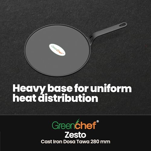 Image of Greenchef Pre-Seasoned Cast Iron Zesto Doasa Tawa 28 cm | Pre-Seasoned with 100% Vegetable Oil | Naturally Nonstick | High Pressure Casting | High Strength | Bring Back Nostalgic Taste | Toxin-Free