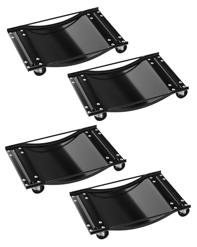 GarveeTech Car Dolly Set of 4 Heavy Duty 10 000 LBS Max Capacity Wheel Dolly Antiskid Vehicle Dollies for Moving Car with 3.5 Inch Swivel Steel Wheels for Moving Cars Trucks Black