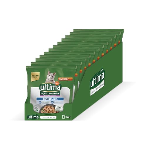 Ultima Expert Nutrition Comida Húmeda para Gatos Esterilizados - Senior +10 años - Caja de 12 x (4x70g)