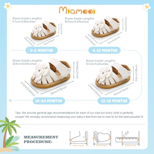 Image of Miamooi Infant Baby Girls Boys Sandals Summer Bowknot Crib Shoes Toddler Pu Leather Flower Soft Rubber Sole Dress Flats First Walker Shoes