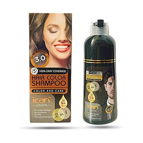 Hair Color Shampoo Dark Brown 3.0 100% Gray Coverage 400ML Cover