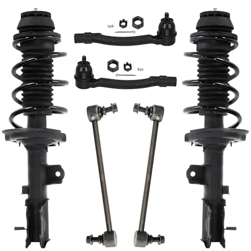 Image of Detroit Axle - Front Struts w /Coil Spring + Outer Tie Rods Sway Bar Links Kit Replacement for 2012-2017 Hyundai Accent Kia Rio - 6pc Set