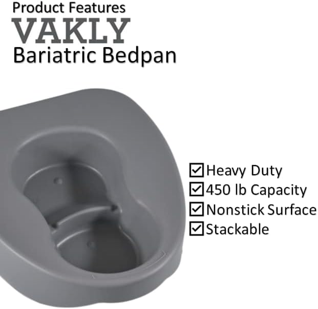 Heavy Duty Large Bariatric Bedpan – Wide Smooth Contoured Stackable Bed Pan – Portable and Easy to Clean - for Bed-Bound/Bedridden Patient. for Women and Men