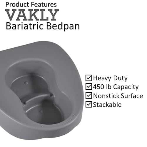 Heavy Duty Large Bariatric Bedpan – Wide Smooth Contoured Stackable Bed Pan – Portable and Easy to Clean - for Bed-Bound/Bedridden Patient. for Women and Men - Thumbnail 2