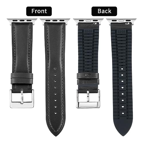 Image of BINLUN Leather Silicone Bands Compatible with Apple Watch 38mm 40mm 41mm 42mm 44mm 45mm 46mm 49mm Sweatproof Replacement Strap for iWatch 11 /10 /9 /8 /7 /6 /5 /4 /3 /2 /1 /Ultra /SE Men Women