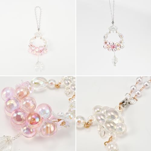 Image of Crystal Ball Car Rear View Mirror Hanging Charms Pendant Lucky Hanging Ornament Car Interior Decorations, Pink