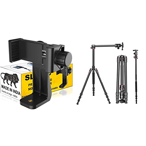 Image of SLOVIC Tripod Mount Adapter| Tripod Mobile Holder|Tripod Phone Mount & Pictures. & Digitek DTR 520 BH (60 Inch)(152cm) Professional Aluminum Tripod Cum Monopod with Swivel Pan Head