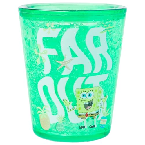 Image of Silver Buffalo SpongeBob SquarePants 4 Piece Plastic Freeze Gel Mini Cup Set, 1.5 Ounces