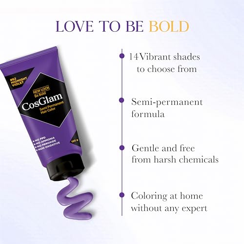 Image of Cosglam Semi Permanent Hair Color #62 Midnight Violet (120g) | No Ammonia, No Peroxide | Vegan Non-Oxidative Hair Dye for Women & Men | Conditioner Enriched Glossy Finish