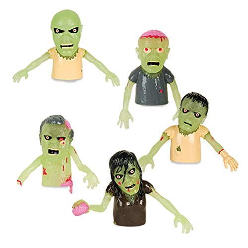 Set of 5 Glow in the Dark Zombie Finger Puppets Halloween Zombies by Accoutrements