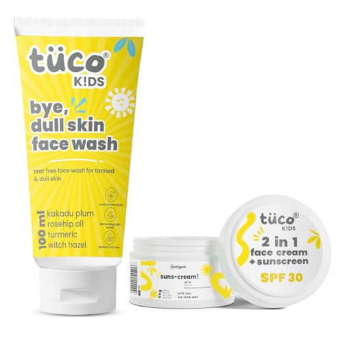 Image of Tuco Kids Combo | Face Wash (100ml) & Face Cream & Sunscreen (50g) | Ages 2-5, 4-10, 10-15, 5-10 Years | Paraben & Sulphate Free | Pack of 2