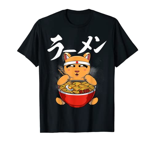 Vintage Anime Cat Ramen Japanese Noodles Kawaii Asia Lover Maglietta
