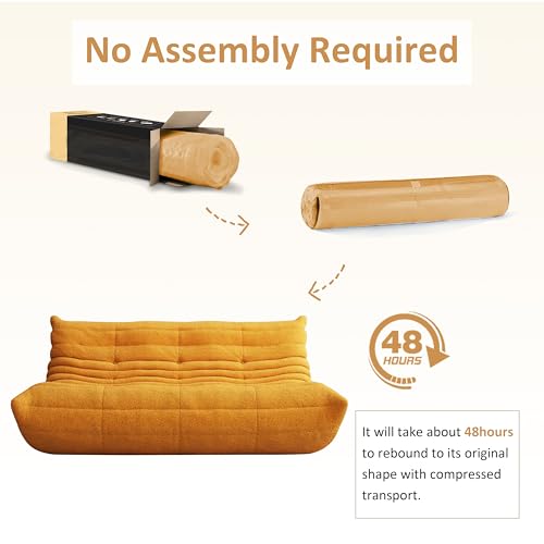 Image of Bean Bag Chair, Cozy Memory Foam Bean Bag Chairs for Adults, Comfy Fireside Accent Chair Lazy Floor Chair for Gaming Bedroom Living Room (Yellow, 3-Seater)