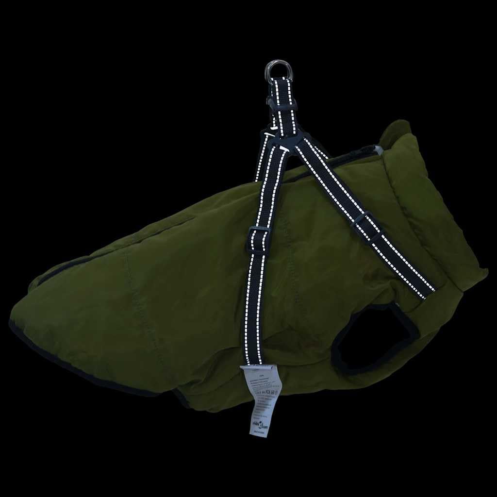 Cappotto impermeabile per cani con imbracatura regolabile, verde militare, L68, riflettente, con pile, caldo, per inverno, autunno, all'aperto, passeggiate in caso di pioggia e neve, con