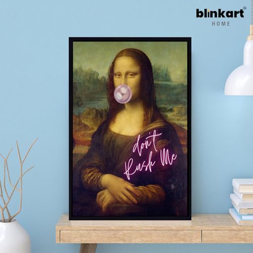 Image of BLINKART Framed Photo - Dont Rush Me Mona Lisa | Altered Art Theme | Motivational & Inspirational Wall Art Poster for Home, Bedroom, Living Room, Office, Hotel & Gifting - 12x8 Inch