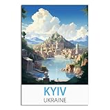 Metallschild „Kiew, Ukraine“ – Wanddeko aus Metall, Barschild für Küche, Kneipe, Café, Wanddekoration, 30 x 30 cm