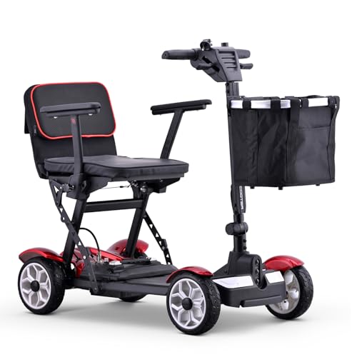 Scooter De Movilidad 4 Ruedas,Scooter De Movilidad Motorizado Para Personas Mayores,Scooter De Movilidad Para Maletero De Coche De Viaje,Carga 150 Kg,Con Cargador Y Cesta Incluidos A