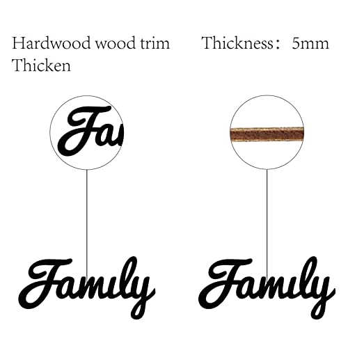 CREATCABIN Wood Family Sign Wall Decor Art Cutout Letter Word Laser Cut Unfinished Decorative Accessories Rustic for Living Room Home Door Farmhouse Porch Bedroom Decoration 11.8 x 5.47 Inch,Black - Image 3