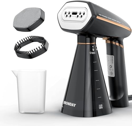 IRONDAY Steamer for Clothes, 1200W Portable Handheld Garment Steamer&Iron 2-in-1 with Fast Heat-up, Auto-Off, 350ml Water Tank, Powerful Foldable Handle Clothes Steamer Compact Size for Travel Home