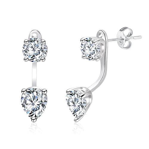 Moissanite Stud Earrings for Women 925 Sterling Silver Lab Created Diamond Teardrop Stud Earrings D Color VVS1 2 Carat Moissanite Jacket Earrings for Men Women Jewelry Gifts
