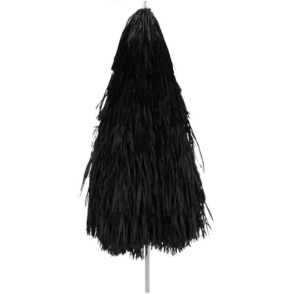 jan kurtz Hawaii Sonnenschirm, SCHWARZ, Raffiabast - Polyester, Metallgestell lackiert, mit Knickgelenk Ø 180/200cm, Partyschirm, Dekoschirm