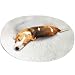 KROSER Cuccia per Cani Letto per Cucciolo Rotondo 82 cm, Lettino da Interno per Animale Domestico Lavabile in Morbido Peluche, Peluche Ciambella per Cani di Medio Taglia-Bianco