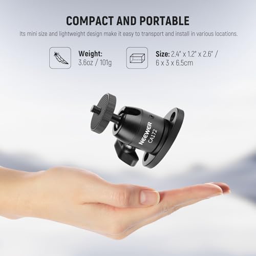 NEEWER Webcam Wall Ceiling Mount Bracket, Aluminum Alloy Mini Ball Head & 1/4" Screw for Photo Studio Photography Video Recording Action Camera Accessories, 360° Rotation & 90° Tilt, CA172 by NEEWER - Image 6