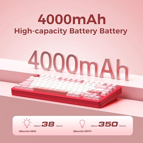 Image of MK INKY75 CNC Aluminum Mechanical Keyboard Triple-Mode Connectivity Gaming Keyboard, 75% Layout Mechanical Keyboard,with Superior Acoustics, Creamy Sounding, RGB /HMX /4000mAh(Very Raspberry)