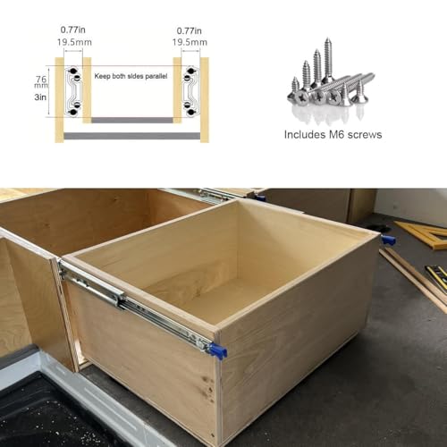 Diapositivas de cajón resistentes con bloqueo de 750 mm que evitan aperturas accidentales 8