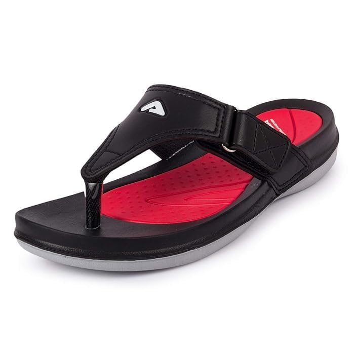 Image of Adda STAR-1 || Durable & Comfortable || EVA Sole || Lightweight || Fashionable || Super Soft || BEIGE RED || Outdoor Slipper || Slipper for Women (BLACK /RED, 8)