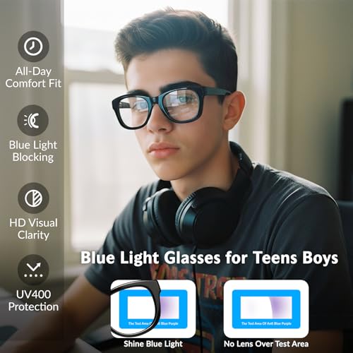 Image of Blue Light Glasses for Kids Girls Boys Teens Anti Glare Blue Light Blocking Glasses,Computer Screen Gaming Glasses