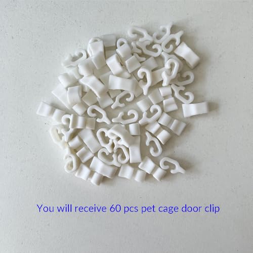 Image of 60 Pcs Detachable Pet Cage Door Clip, Plastic Lock Snap Cat Fence, White Rabbit Cages Connector Clamp for Small Pet Bird Hamster Cage
