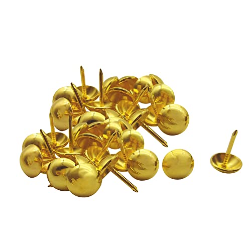 ZAYI 3/4 inch (19mm) Antique Gold Upholstery Tacks, Furniture Sofa Nails Thumb Tacks Pins for DIY Wood Furniture Décor 100PCS (3/4 inch , Gold)