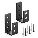AMZFINE 2x4 Door Barricade Brackets Heavy Duty 2pcs Home Security Door Bar Holder Brackets U Shape Black