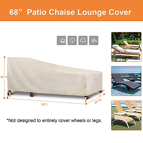 Patio Chaise Lounge Cover Waterproof, 2-Pack 68 Inch 600D Durable Outside Beach Pool Lounge Cover, Outdoor Patio Furniture Covers, Uv & Rip & Fade Resistant Outdoor Lounge Chair Covers #TOP1