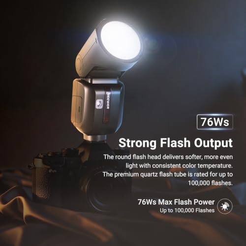 Image of NEEWER Z2PRO-F 2.4G TTL Round Head Flash Speedlite Compatible with Fujifilm, Wireless Compatible with Godox, 76Ws 1 /8000s HSS, Upgraded UI, TTL /M TCM Switch, 7.2V /3000mAh Battery, 600 Full Power Flash