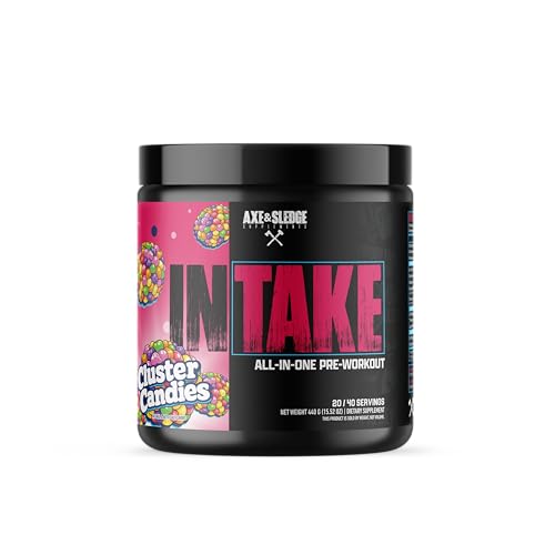 Image of Axe & Sledge Intake All-in-One Pre-Workout Caffeine | L-Citrulline, Beta Alanine, Betaine for Performance & Focus | Pre-Workout for Men & Women (Cluster Candies)