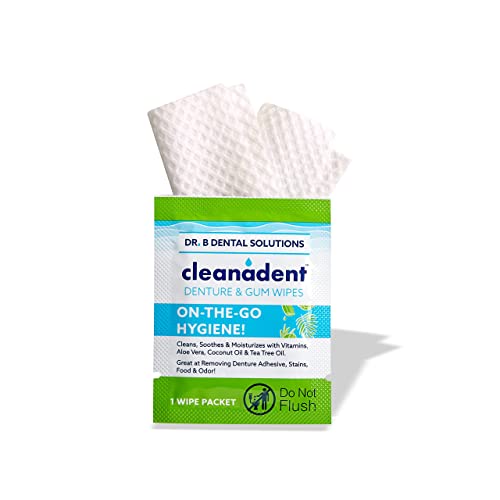 Dr. B Dental Solutions Cleanadent Dental Wipes, Denture Cleaner Removes Adhesives, Food, Stains, And Odor 30 Count Pack Of 2 #TOP3