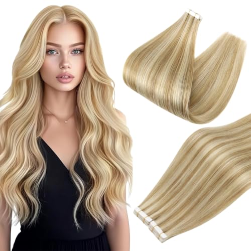 Ve Sunny Tape in Hair Extensions Human Hair Highlight Light Blonde 22inch