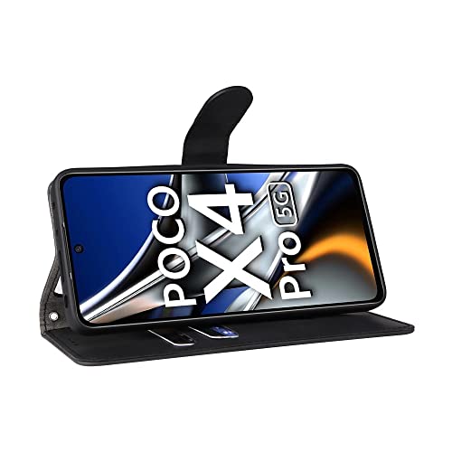 Capa protetora para celular para Xiaomi Poco X4 Pro 5G, capa flip de couro PU com suporte para cartã