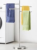 Towel Racks for Bathroom, Modern 4 Swivel Arm Standing Bathroom Towel Rack Stand with Heavy Base, Freestanding Bath Towel Bar Holder, Rustproof Stainless Steel, DECLUTTR