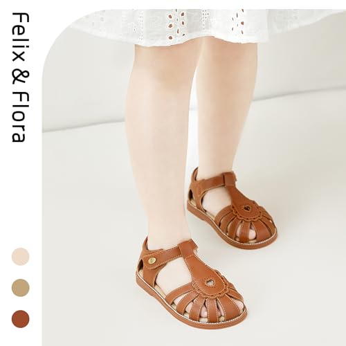 Image of Felix & Flora Toddler Girls Sandals Flower Girl Shoes Soft Rubber Princess Flat Shoes