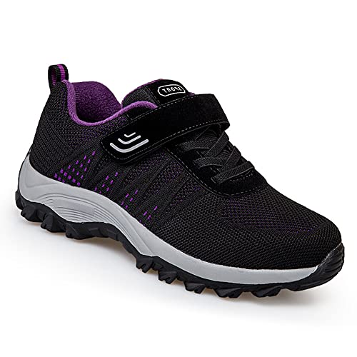Mujer Zapatos Diabéticos Ajustables Edema Malla Antideslizantes Transpirable Zapatillas De Deporte De Caminatas Ligeras para Ancianos Pies Hinchados Fascitis Plantar,Black Male,41 Cover