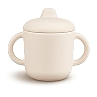 Vista 9 de Vasos para sorber con asas, pequeños vasos de silicona a prueba de fugas, 5 onzas, antiderrames, para niños pequeños (azul polvo)