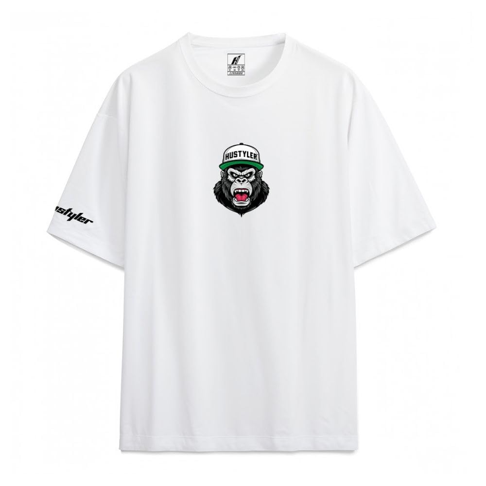 Funk Legend Gorilla White T-Shirt | Oversized Fit T-Shirt for Men-image-34