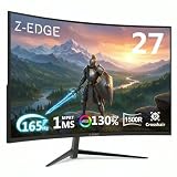 Z-Edge 27 Zoll QHD Curved Gaming Monitor 165Hz 2K 2560x1440, 1ms MPRT, 16:9 VA Panel 1500R, 130% sRGB, 3000:1 Kontrast, FreeSync, DP (165Hz) HDMI (144Hz), VESA Kompatibel, Schwarz