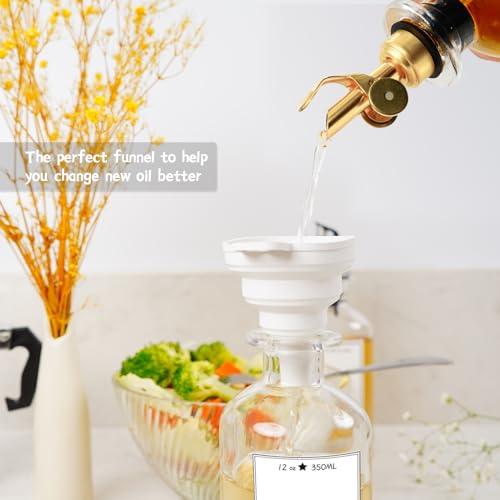 Olive Oil Dispenser Bottle for Kitchen, Glass Cooking Oil and Vinegar Dispenser Set, Olive Oil Container, Coffee Syrup Dispenser with Metal Spout, Funnel & 45 Labels - Thumbnail 5