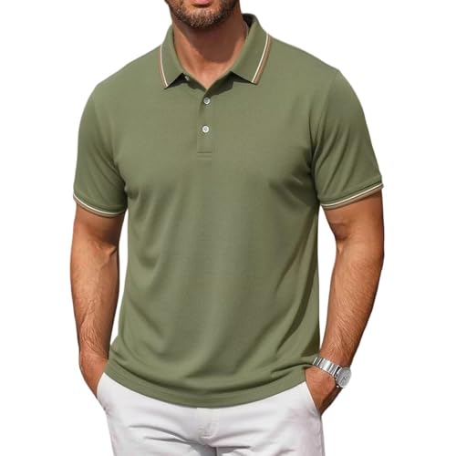 Polo homme manches courtes slim fit en tissu infroissable pour l'été
