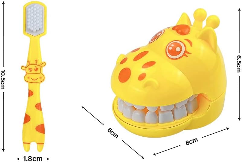 Early Education Brushing Toys, Children Role Play Toys Cute Giraffe Early Education Cartoon Tooth Brushing Practice Toys Model Teaching Children Brushing Model for Kindergarten Kids Child