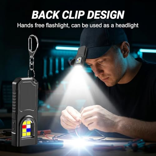 Image of Serplex EDC Mini Keychain Flashlight 2.6'', Magnetic Emergency Pocket Torch with Back Clip, Portable USB Rechargeable LED Flashlight for Camping, Hiking, Work, Car Repair & Outdoor Use